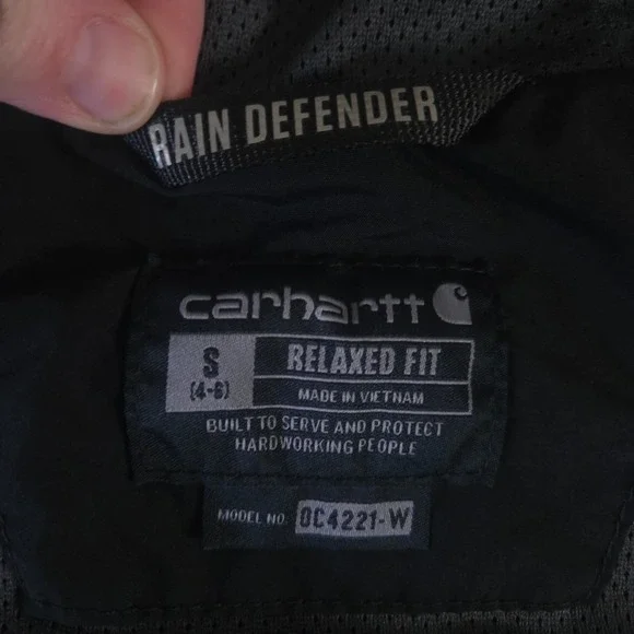 Carhartt Jacket Womens S Black Rockford Nylon Rain Defender Hooded Windbreaker - Picture 3 of 9